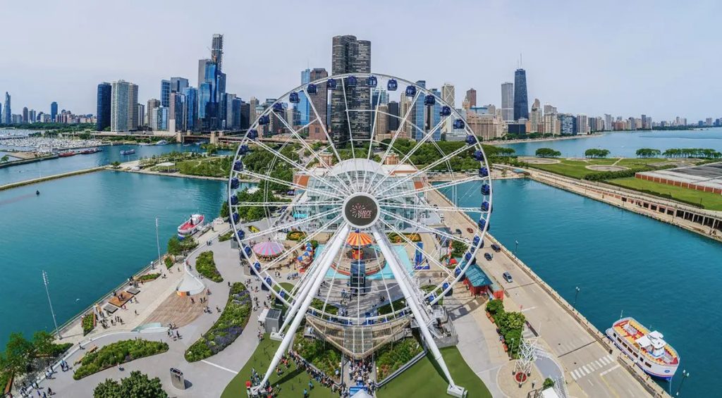 Nighttime at Navy Pier & Centennial Wheel
